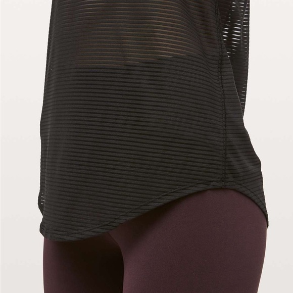 Lululemon All Love Racerback Tank Striped Mesh in Black, Size 10 - Picture 5 of 13